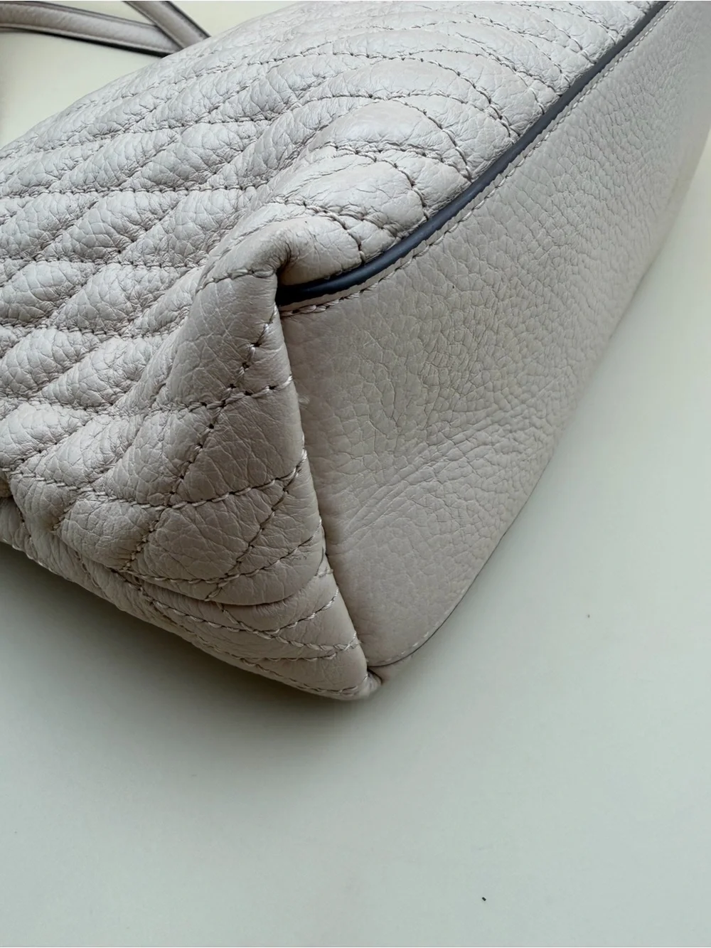 Karl Lagerfeld Paris Quilted Leather Chain Tote Bag Beige